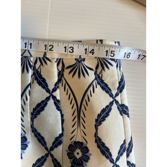 J Crew Skirt Size 6 Blue Floral Pencil Cotton Zip Up Office Preppy Party Casual - Picture 8 of 9